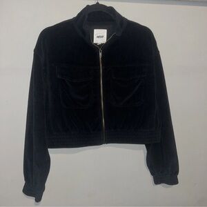 Aerie Black Corduroy Bomber Jacket